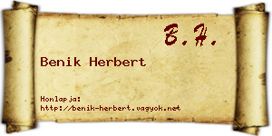 Benik Herbert névjegykártya